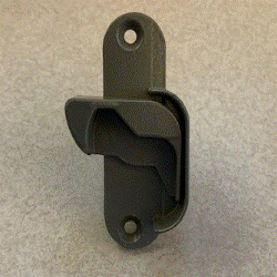 Close‑up of interior lock keeper used on Andersen Perma‑Shield gliding patio doors