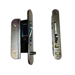 Close-up product image of a dark metal reachout lock and receiver kit.