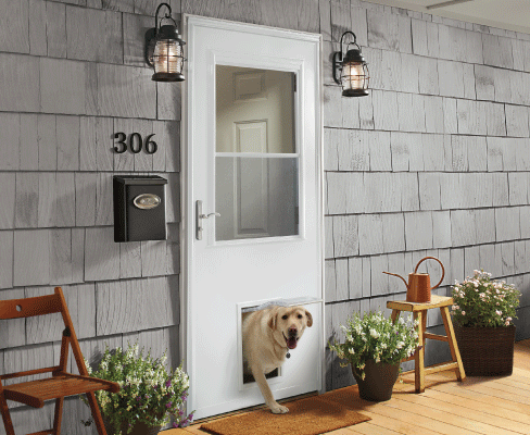 Pet storm door best sale